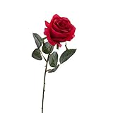 artplants.de Künstliche Rose Simony, rot, Textil, 45cm, Ø 8cm - Kunstblume