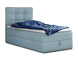Boxspringbett Best Mini mit Bettkasten und Matratzentopper - Einzelbett mit Bonell-Matratze und Topper, Polsterbett, Bett, Schlafzimmer (120 x 200 cm, Blau (Vidar 83))