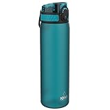 ion8 Trinkflasche, 500 ml, Auslaufsicher, Einhandöffnung, Sichere Verriegelung, Spülmaschinenfest, BPA-frei, Tragegriff, Klappdeckel, Leicht zu Reinigen, Klimaneutral, Blau