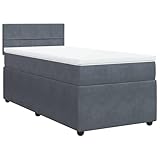 vidaXL Boxspringbett, Einzelbett mit Matratze Matratzenauflage, Bettgestell mit Lattenrost Kopfteil, Polsterbett Bett für Schlafzimmer, Dunkelgrau 90x200cm Samt