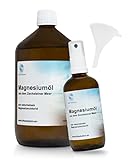 Life Solution - Zechstein Magnesiumöl - Pures Magnesium-Öl Spray - Massageöl - Muskelentspannungsöl - Zechstein Öl mit Sprühflasche/Trichter - 1000ml
