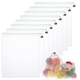 BOHUIZ 8 Stück Obst Gemüse Netztasche, Wiederverwendbar Gemüsenetz Obstnetz mit Kordelzug für frisches Gemüse Transparente Netzbeutel für Lebensmittel, Obst, Haushalt, Spielzeug, Kleinteile
