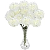 Haocjanc 12 Stück Künstliche Hortensie, Weiß Hortensien Kunstblumen, 30cm Länge Künstliche Blumen Wie Echt, Fake Blumen für Blumenarrangements, Hochzeiten, Heimdekorationen