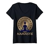 Damen Namaste Yoga Kleidung / Meditation Kleidung/ Gr.:S - XXXL T-Shirt mit V-Ausschnitt