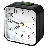 Gigtoop Wecker Analog Leise Ohne Ticken, Quarzwecker mit Lauter Alarm, Nachtlicht, Schlummerfunktion,Batteriebetrieben Tragbarer Wecker für Schlafzimmer Wohnbereich Büro Reisen (Schwarz)