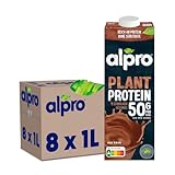 Alpro Proteindrink mit Schokoladengeschmack, Pflanzlicher Drink, Vegan, Laktosefrei, UHT, 8x1L