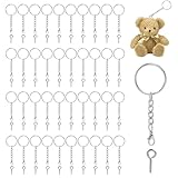 FunWorth 40 Stück Schlüsselring Set mit Kette und Karabinerverschluss, 40 Schlüsselanhänger Ringe und 40 Schraubösen Pins, Schlüsselringe 25mm für DIY Projekte, Schmuckherstellung und Basteln