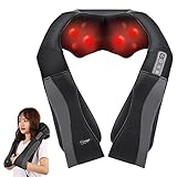 Nackenmassagegerät Schulter mit Wärme, Elektrisches Rücken Massagegerät mit 3D-Rotation Massage und Einstellbaren Geschwindigkeiten für Haus Büro