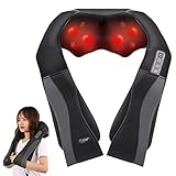 Nackenmassagegerät Schulter mit Wärme, Elektrisches Rücken Massagegerät mit 3D-Rotation Massage und Einstellbaren Geschwindigkeiten für Haus Büro