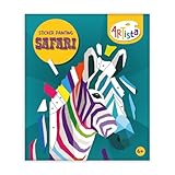 ARTISTA 9342966 Sticker-Painting-Buch Safari, Stickern-nach-Zahlen, 6 Motivvorlagen inkl. Aufkleber, Mosaik Stickerbuch, Bastelset für Kinder ab 6 Jahren