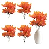 4 Stück Herbstblumen Künstlich,Künstliche Herbst Blumen Herbstdeko Ahorn Blätter Herbstblätter Deko Herbststrauß Erntedankfest Dekoration Fake Kunstblumen Vase Tischdeko,für Fall Outdoor Home Innen
