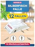 Gerobug Silberfischfalle 12 Stück mit giftfreiem Lockmittel zur Befallskontrolle in Allen Wohnräumen - Bonus-Guide zum Silberfische bekämpfen - Alternative zu Silberfisch Köderdose