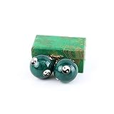 lachineuse - Yin Yang Qi Gong Kugeln Set - Chinesische Klangkugeln aus Emaille ⌀ 45 mm - Gesundheitskugeln - Geschenkbox Entspannung Zen - Asiatisches Feng Shui Objekt - Grün