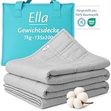 Ella Gewichtsdecke 135x200 7kg - Anti Stress Therapiedecke - Schwere Decke aus 100% Baumwolle - Bettdecke für tiefen Schlaf und bessere Erholung – Weighted Blanket - Für Männer & Frauen von 55-85kg