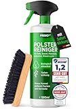 PRINOX Profi Polsterreiniger 500ml für Sofa, Auto, Sessel & Couch inkl. Bürste - Textilreiniger Konzentrat & Autositz Reiniger für alle Polstermöbel - Fleckenentferner Sofa aus Deutschland