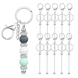 10 Stück Perlen-Schlüsselanhänger zum Selbst-Machen - Metall-Rohlinge-Strich-Blanko-Set für Schmuck-Basteln
