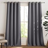 PONY DANCE Graue Blickdichte Vorhänge mit Ösen 2er Set H 245 x B 140 cm Thermovorhang Hitzeschutz Verdunkelnde Gardinen für Wohnzimmer/Schlafzimmer Verdunkelungsvorhang