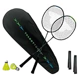 Talbot Torro Badminton Set Professional | 2 Carbon-Schläger | 2 Federbälle | 2 Griffbänder | Schlägertasche | Leicht & Robust | Für Anfänger & Fortgeschrittene | Outdoor & Indoor