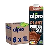 Alpro Proteindrink Soja Schokolade 8x1L | 100% pflanzlich | laktosefrei | zuckerarm | reich an pflanzlichem Protein