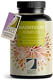 Magnesium Komplex 180 Kapseln, 400 mg pro Tag aus 5 hochwertigen -Formen: -Oxid, Citrat, Bisglycinat, Malat & Ascorbat, optimale Bioverfügbarkeit, Vorrat für 3 Monate