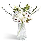 Aufisi Künstliche Blumen, 30cm 1 Bündel Kunstblumen Wie Echt 8 Eukalyptus und 4 Geldblätter für Hochzeit Partei Heim Küche Dekor, Weiß