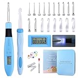 INMAKER Led Häkelnadel Set mit Zähler, 18in1 leuchtende Häkelnadel Ergonomisch, Geschenke für Strickliebhaber