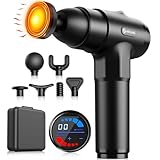 Massagepistole mit Wärmefunktion, AERLANG Massage Pistole Massage Gun, Muskel Massage Gun Massagegerät mit LED Anzeige, Handmassagegeräte Massage Pistole mit 20verstellbaren Stufen&7 Massageköpfen
