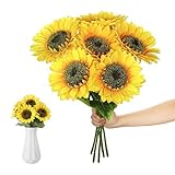 Bafumiu 8 Stück Künstliche Sonnenblumen Deko, 40CM Sonnenblumen Künstlich für Tischdeko, Herbstblumen Künstlich, künstliche Blumen deko für Hochzeit Party,Wohnzimmer, Tischdeko Dekoration