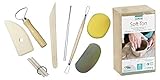 GLOREX 6 8075 301K - Set für Kreative: Soft Ton 2500 g in weiß, lufthärtend oder brennbar und 8 teiliges Set mit strapazierfähigem Modellierwerkzeug