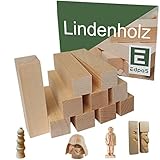 Edpas Schnitzholz Lindenholz - 10er Pack Holzblock - Schnitzvorlage weiches Lindenholz zum Schnitzen - Schnitzset Rohlinge zum Drechseln und Holz schnitzen mit Schnitz Vorlage Schnitzholz für Kinder