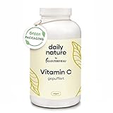 dailynature Vitamin C hochdosiert - gepuffert | 365 Kapseln | pflanzliches Nahrungsergänzungsmittel mit 1000 mg Vitamin C pro Tagesdosis | magenfreundlich | vegan & ohne Zusätze | kompostierbare Dose