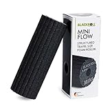 BLACKROLL® Mini Flow Faszienrolle (15 x 5 cm), kleine Fitness-Rolle mit geriffelter Oberfläche, handliche Massagerolle für unterwegs, im Büro & Fitnessstudio, mittlere Härte, Made in Germany, Schwarz