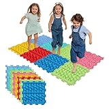 Massage Puzzle Sensorische Bodenmatte,8 Stück 25.5x25.5cm Orthopädische Sensorik Strukturmatten Spielmatte Puzzlematte für Taktile Wahrnehmung,Sinnesmatten für Autistische Kinder