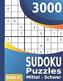 3000 Sudoku: Puzzles Mittel - Schwer | Großes Sudoku Buch für Erwachsene | Band 01