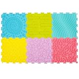 6 Stück Massage Puzzle Sensorische Bodenmatte Silikon Orthopädische Spielmatte mit 6 Muster Strukturmatten Sensorik Matten Puzzle Sensorische Bodenmatte Kinder für Kinder Erwachsene