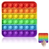 Pop it Spielzeug,Rainbow Silikon Pop it Baby Spiel,Anti Stress Popit Spiel,Antistress Plopp Spielzeug,Sensorisches Push Poppets Bubble Fidget Toys für Autismus Kinder und Erwachsene(Quadratische