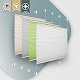Plissee ohne Bohren Klemmfix 75x100cm(BxH) Weiß Jalousie Sonnenschutz Easyfix Faltrollo Lichtdurchlässig Rollo für Fenster & Tür