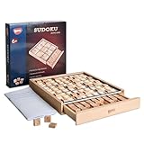 BOHS Sudoku-Brettspiel aus Holz mit Schublade – mit Buch mit 100 Sudoku-Rätseln für Erwachsene – Denksport-Tischspielzeug