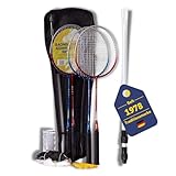 BEST SPORTING Federball Set Erwachsene und Kinder I Badminton Set bestehend aus Netz, 4 Schlägern, 3 Badmintonbällen und Tasche I Federball Set Kinder I Badminton Netz und Schläger für den Garten