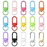 NISENTIA 15 Stück Kleine Karabinerhaken Bunt, Bunte Karabinerhaken Schlüsselanhänger zum Basteln Schlüsselring Schlüssel Karabiner Klein Mini mit Drehgelenk Schlüsselringe Anhänger Selber Machen