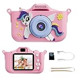 Beeyouk Kinder Kamera, Geschenke mädchen 6 Jahre-Digitalkamera Kinder,Einhorn-Softshel-Anti-Drop Fotoapparat Junge,Spielzeug-Kamera ab 3 Geschenk für Junge im Alter von 4 5 6 7 8 Jahren