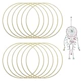 Set mit 12 Holzringen aus Bambus, Kreis, Traumfänger, 20 cm, Blumen, Bambus-Ringe, Makramee-Ring für Traumfänger, Hochzeit, DIY Dekoration