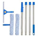 Zuxbolf Fensterreiniger mit Langem Griff 170cm Fensterputzer Set 35cm Fensterabzieher und 38cm Fensterwischer Mikrofaser Fensterputzgerät Fensterreinigungsset für Fenster Dusche Auto Reinigung