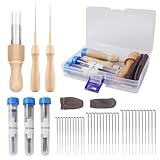 Redamancy Nadelfilz Set, mit 36 Filznadeln (3 Größen), Starter Filznadeln Set zum Trockenfilzen, Filznadelgriff aus Holz, Wollfilzen, Basteln, ideal für Anfänger oder Profis