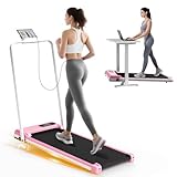 HomeFitnessCode Laufband Klappbar mit Neigung - Walking Pad für Zuhause Klein Laufpad mit Steigung Walkpad Untertisch Elektrisch 1-8 KMH Mini Walking Band Gehband, Rosa