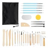 Bafumiu 34-teiliges Modellierwerkzeug Set, Töpfer Werkzeug für Ton, Modelliermasse Werkzeug mit Aufbewahrungstasche, Pottery Set, Perfektes Töpfer Zubehör für Künstler und Anfänger.