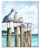 LZLHDE Malen Nach Zahlen Erwachsene Tiere, Paint by Numbers Knitterfreie Leinwand Bilder möwe, Diy GemäLde Kit mit Pinsel und Acrylfarbe Als Geschenk für Wanddeko Groß 40x50cm