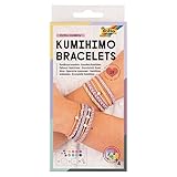 folia 32039 - Kumihimo Bracelets PASTELL RAINBOW, Bastelset für Armbänder, 16-teilig mit Garn, Knüpfscheiben und Perlen, inkl. Anleitung