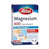 Abtei Magnesium 400 - hochdosiertes Magnesium - für aktive Muskeln - laborgeprüft, glutenfrei, laktosefrei und vegan - 30 Tabletten