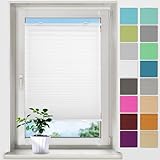 bobodeco Plissee ohne Bohren Plissees Klemmfix - Weiß 35 x 100 cm (BxH) - Easyfix Plisseerollo Jalousie Faltrollo Blickdicht - Sichtschutz - Sonnenschutz Fertifplissee - Rollos für Fenster und Tür